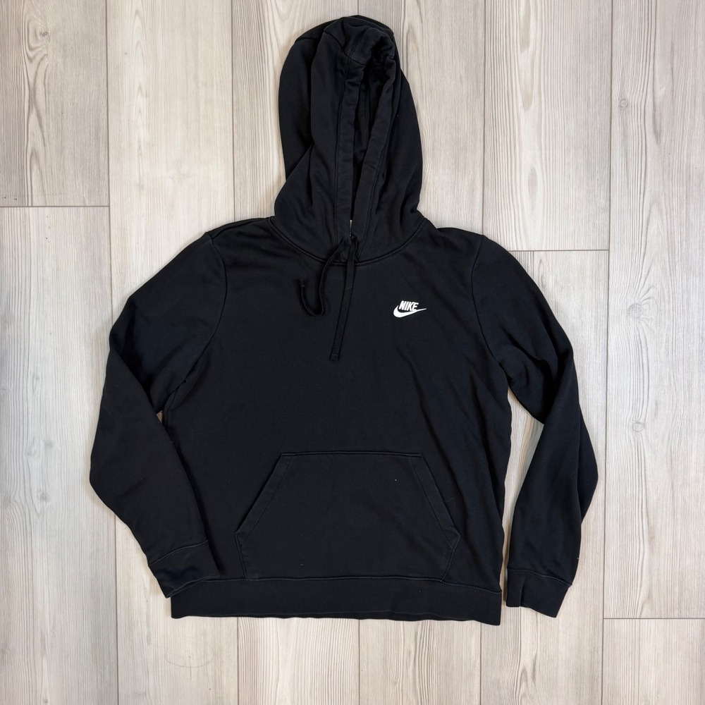 Nike Sportswear Club Fleece Pullover Hoodie Black DQ5793-010 Mens Large